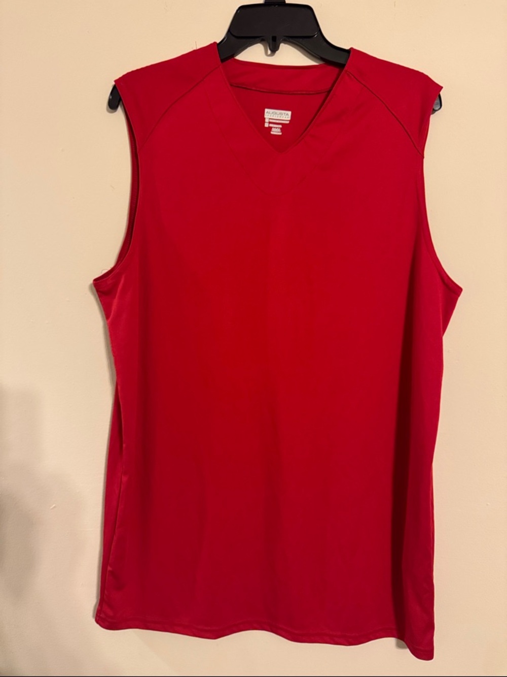 Augusta Sportswear Mens Red Sleeveless V-Neck  Athletic Tank Top Adult Large